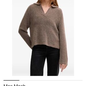 Cozy V-Neck Collar Sweater - Brown